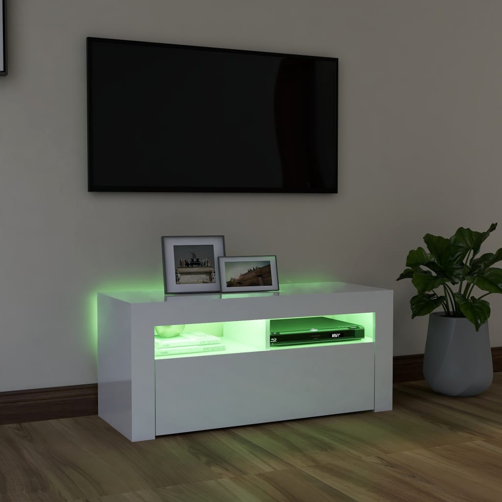 Meuble TV avec éclairage LED 90x35x40 cm