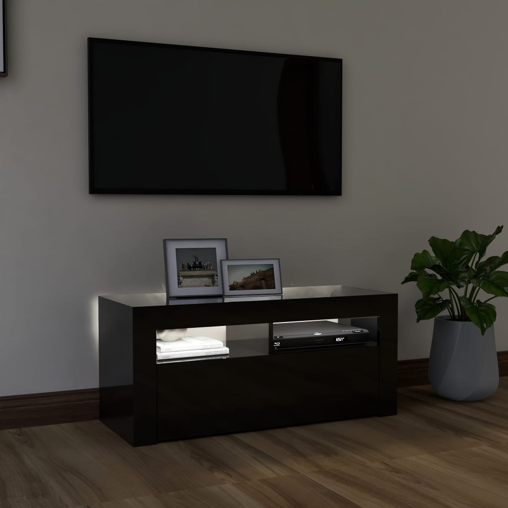 Meuble TV avec éclairage LED 90x35x40 cm