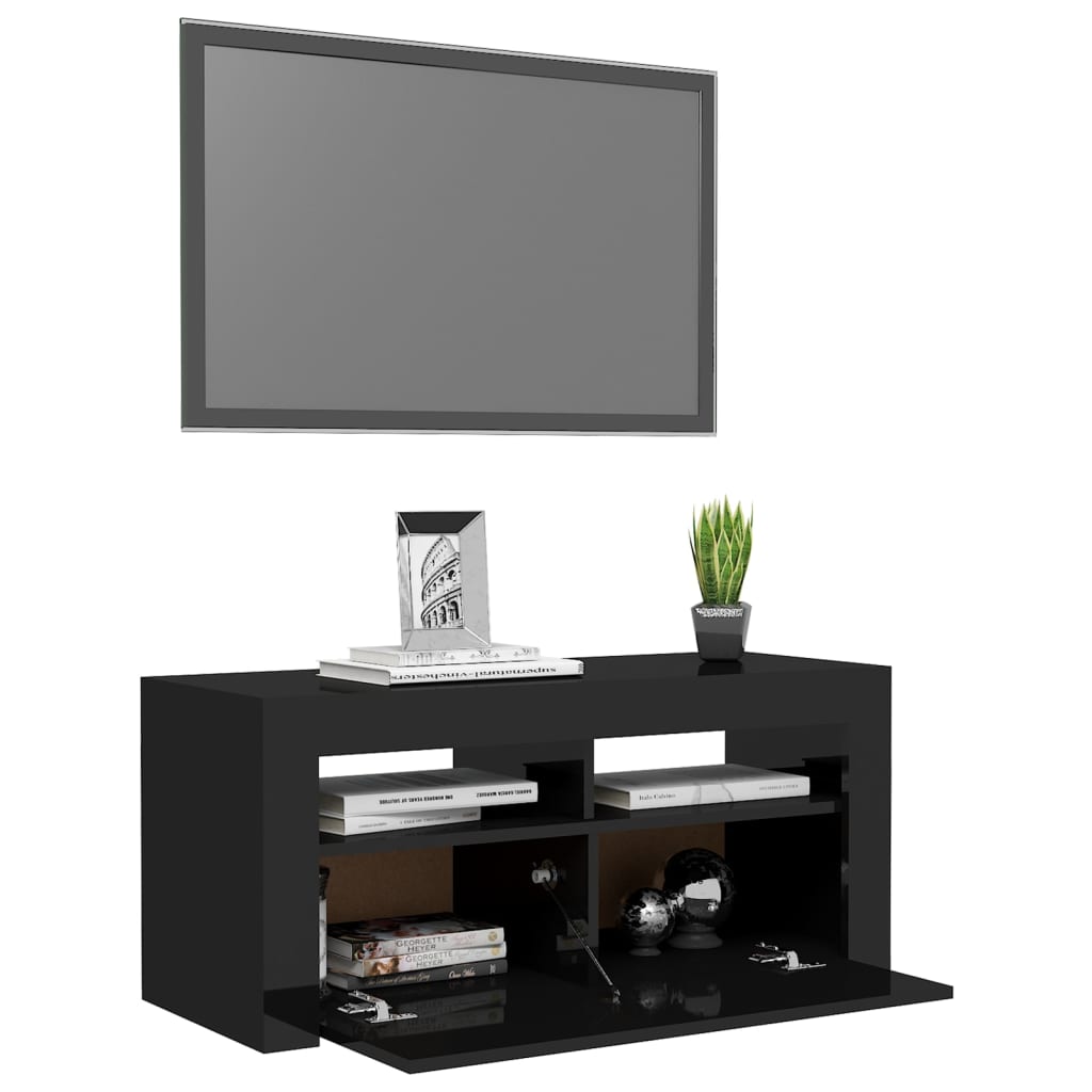 Meuble TV avec éclairage LED 90x35x40 cm