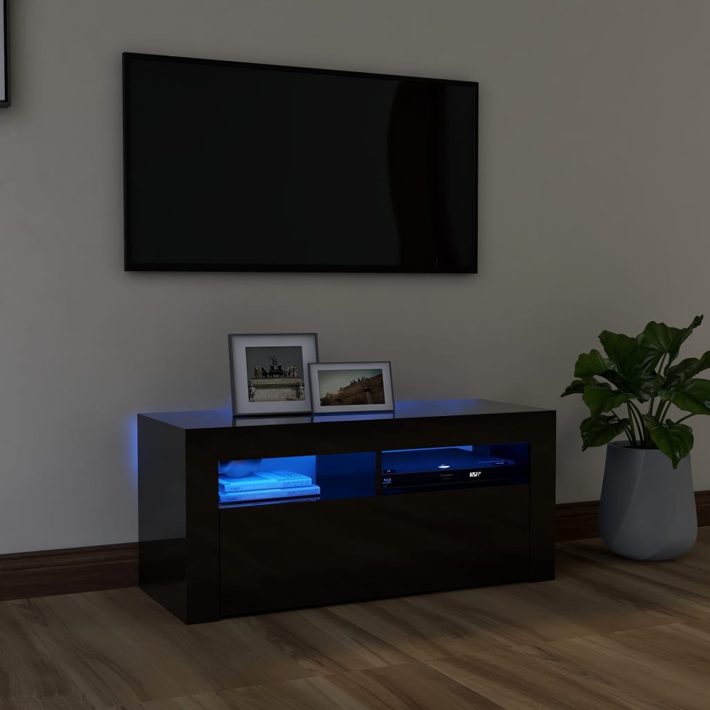 Meuble TV avec éclairage LED 90x35x40 cm