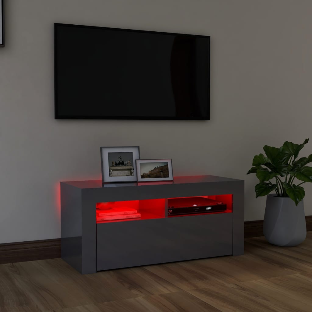 Meuble TV avec éclairage LED 90x35x40 cm