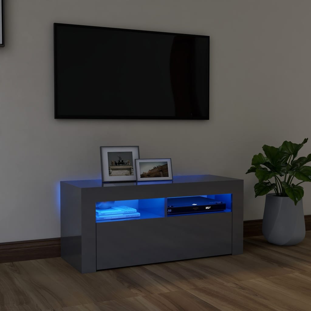 Meuble TV avec éclairage LED 90x35x40 cm