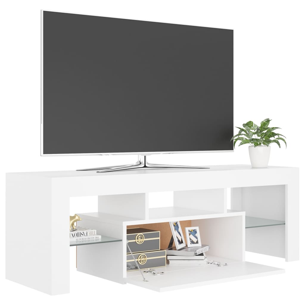 Meuble TV avec éclairage LED 120x35x40cm couleur chêne