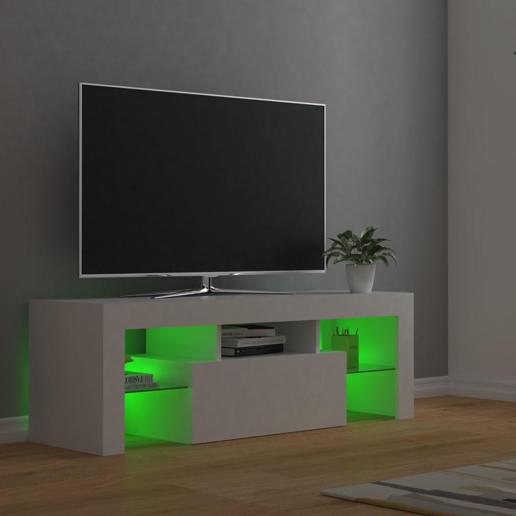 Meuble TV avec éclairage LED 120x35x40cm couleur chêne