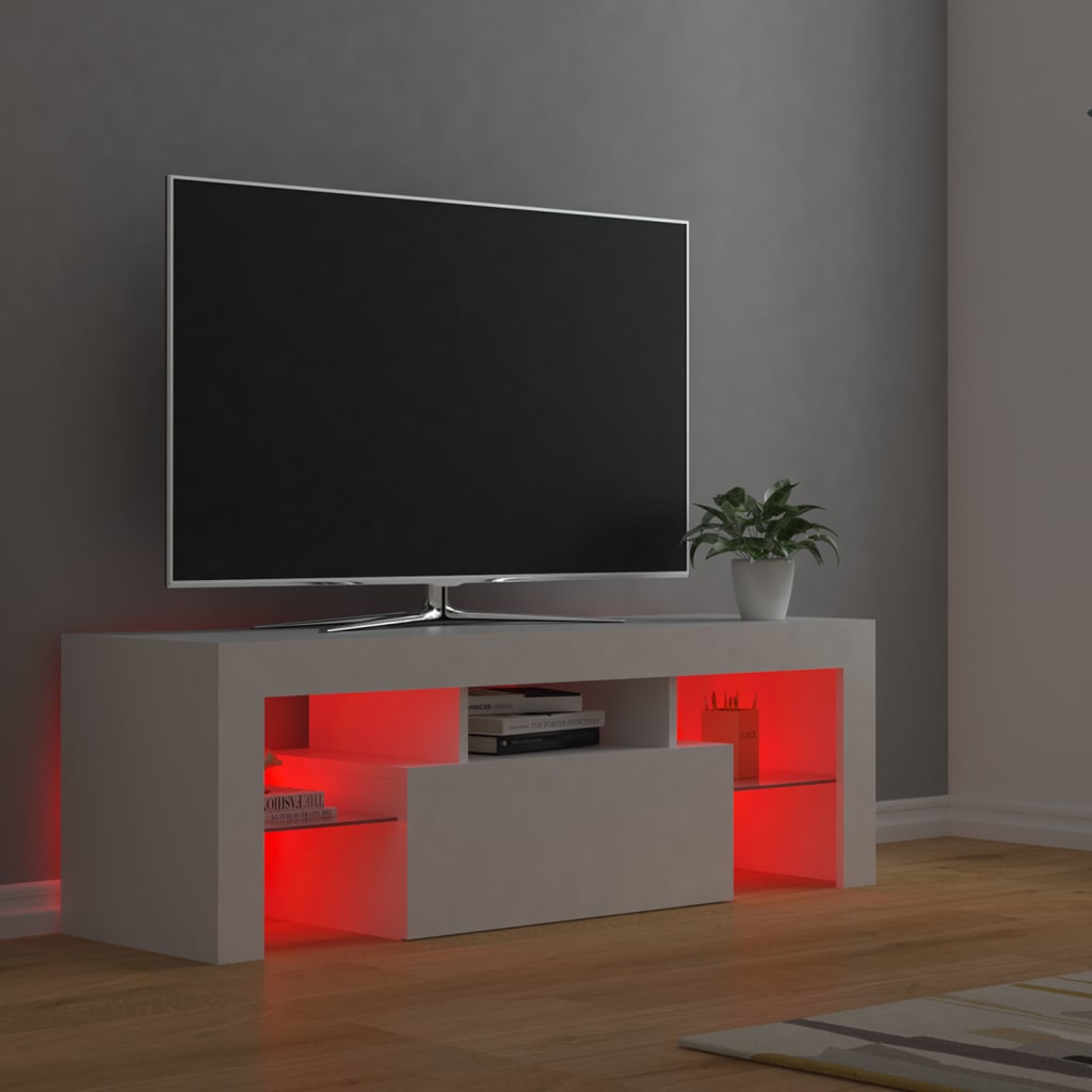 Meuble TV avec éclairage LED 120x35x40cm couleur chêne