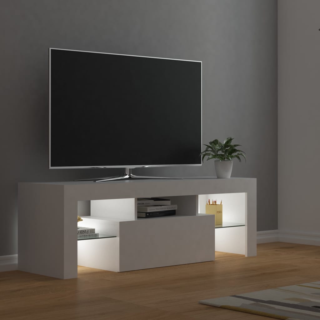 Meuble TV avec éclairage LED 120x35x40cm couleur chêne