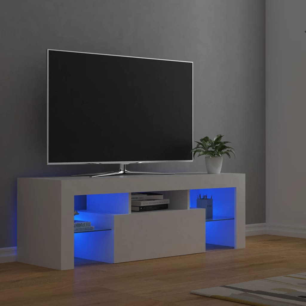 Meuble TV avec éclairage LED 120x35x40cm couleur chêne