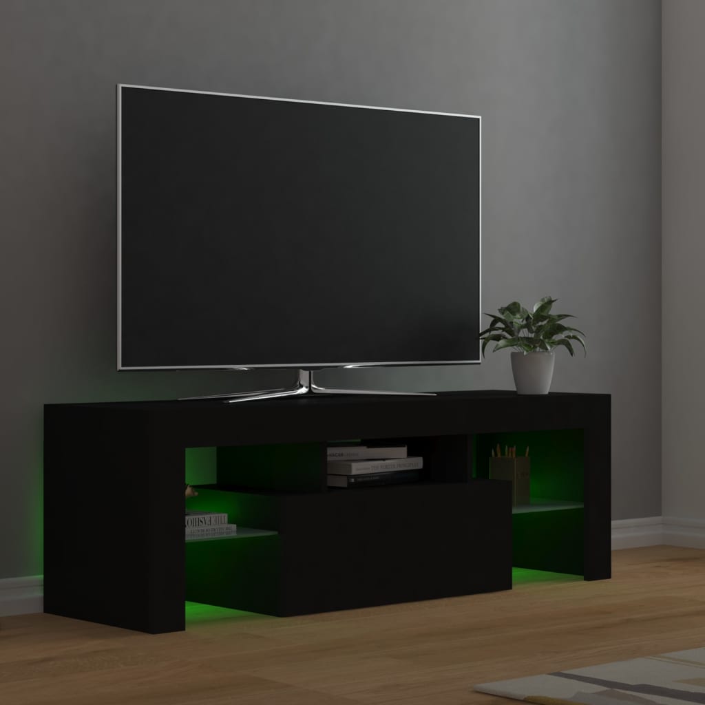 Meuble TV avec éclairage LED 120x35x40cm couleur chêne