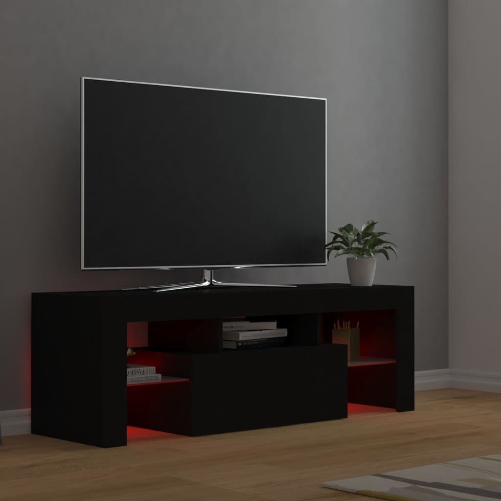 Meuble TV avec éclairage LED 120x35x40cm couleur chêne