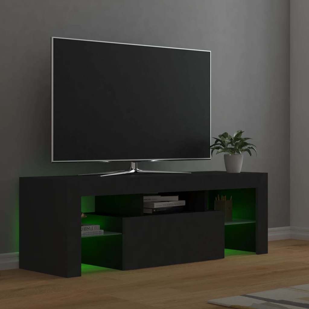 Meuble TV avec éclairage LED 120x35x40cm couleur chêne