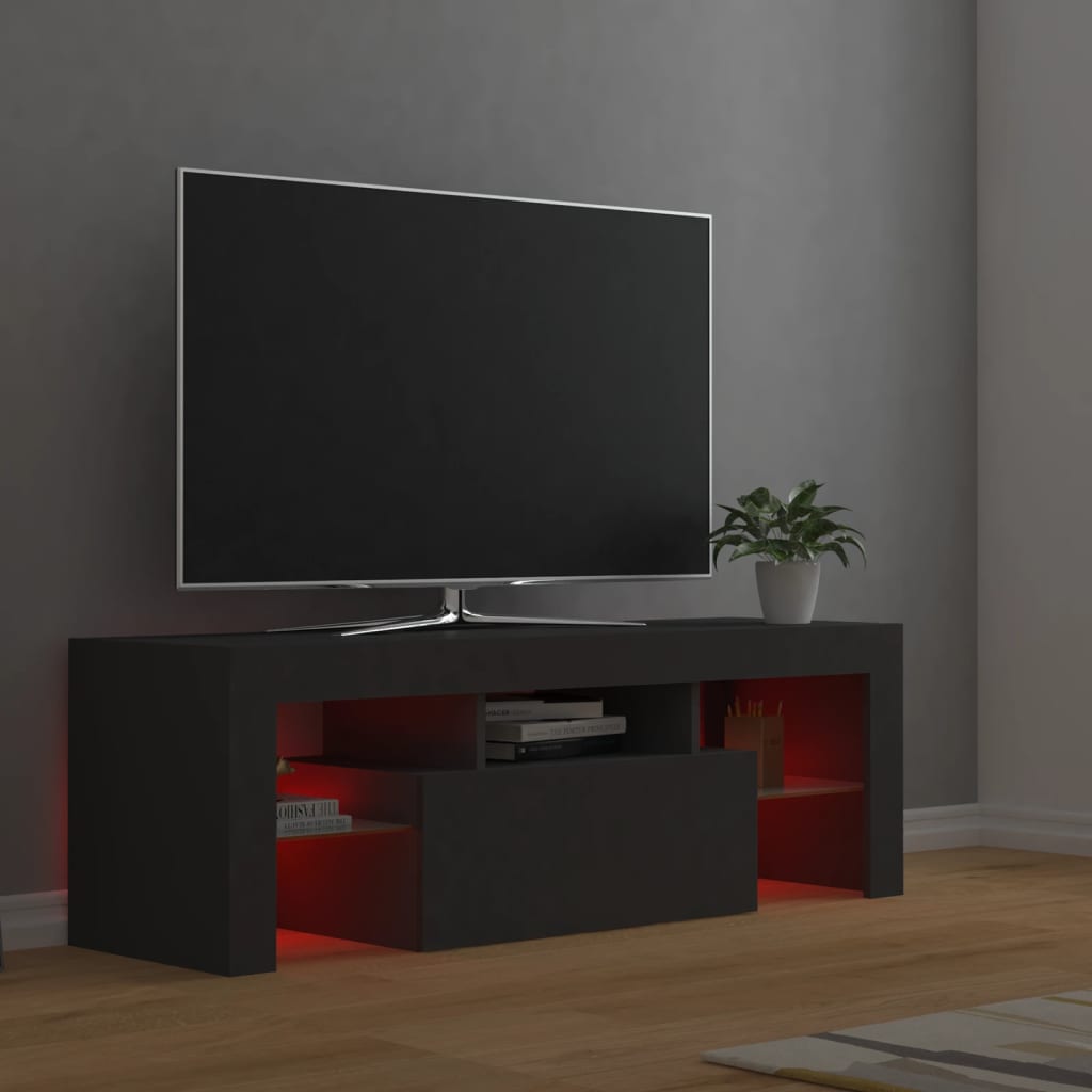 Meuble TV avec éclairage LED 120x35x40cm couleur chêne