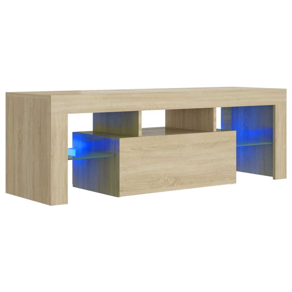 Meuble TV avec éclairage LED 120x35x40cm couleur chêne