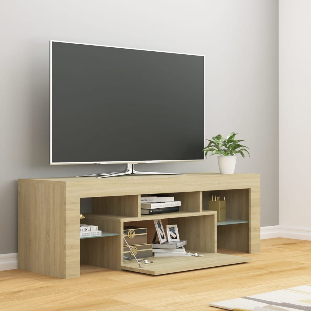 Tv-meubel met LED 120x36,5x40 cm bewerkt hout oud hout