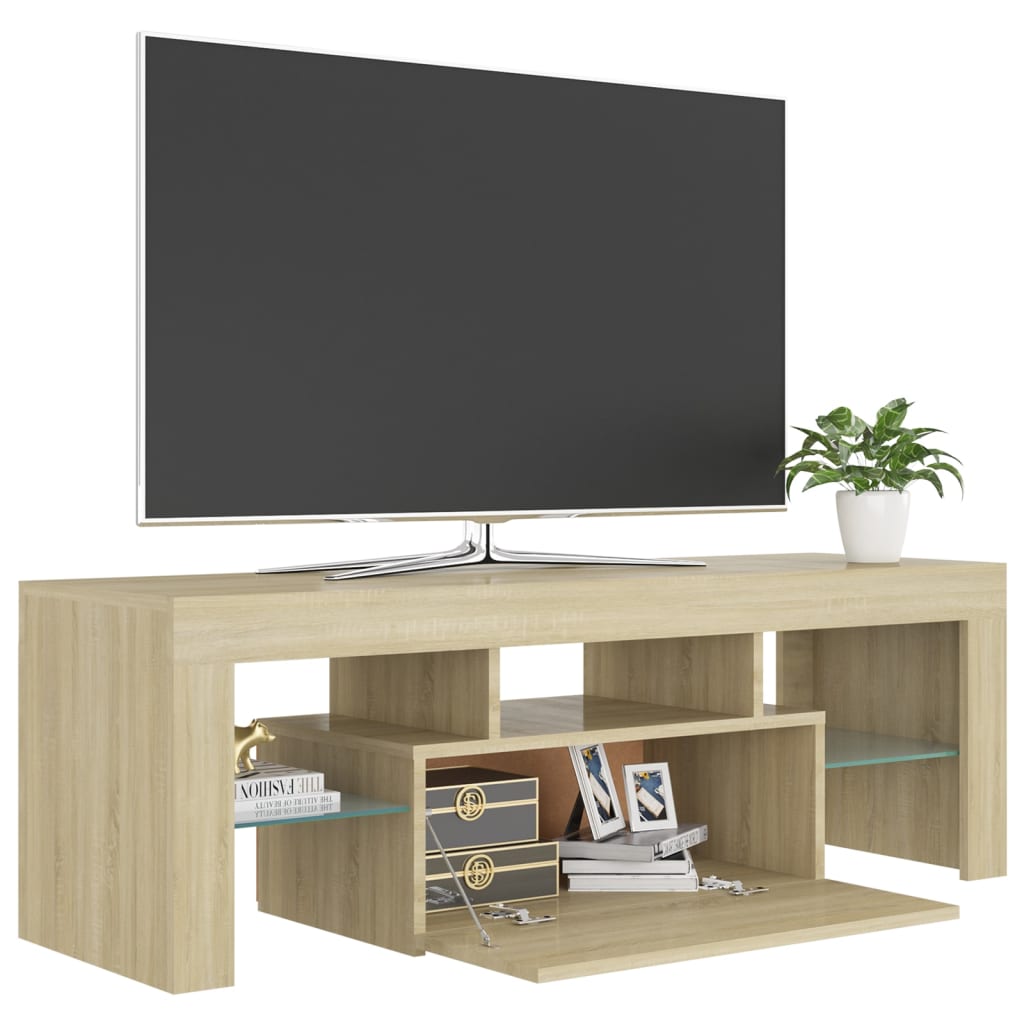 Tv-meubel met LED-verlichting 120x35x40cm eikenkleurig