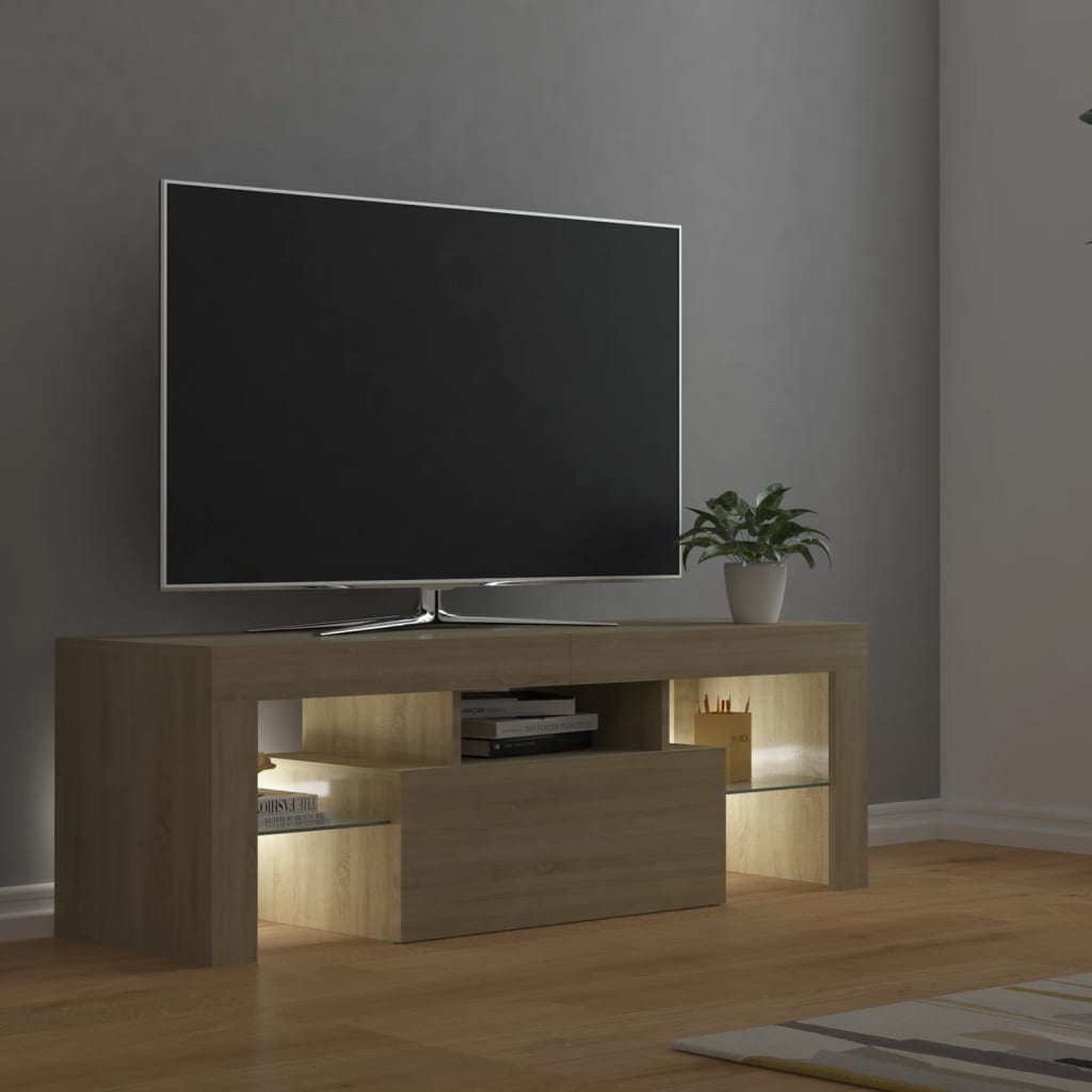 Tv-meubel met LED 120x36,5x40 cm bewerkt hout oud hout