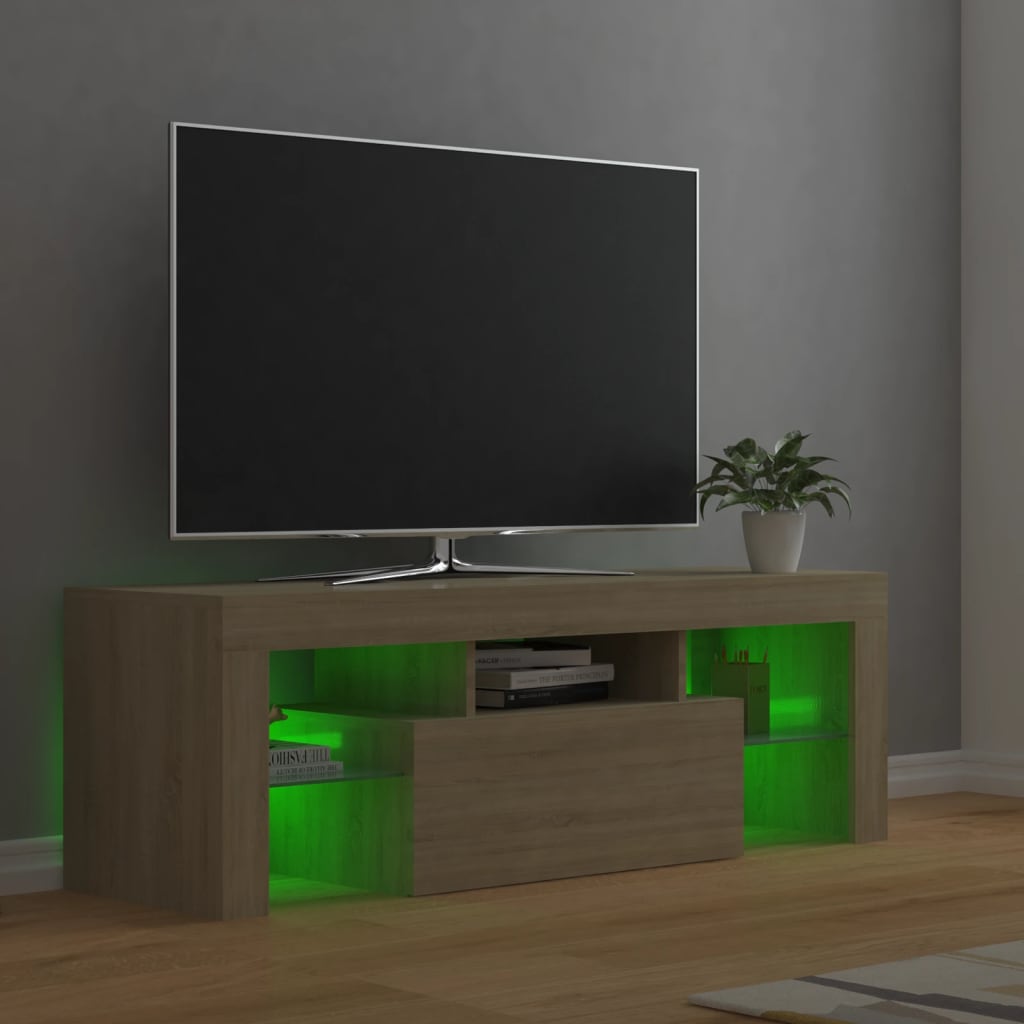 Tv-meubel met LED-verlichting 120x35x40cm eikenkleurig