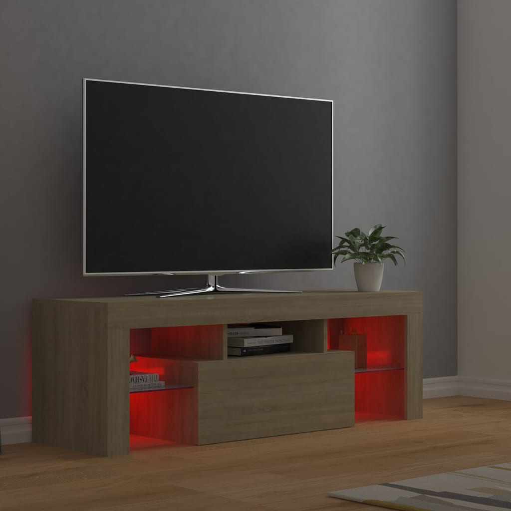 Tv-meubel met LED-verlichting 120x35x40cm eikenkleurig