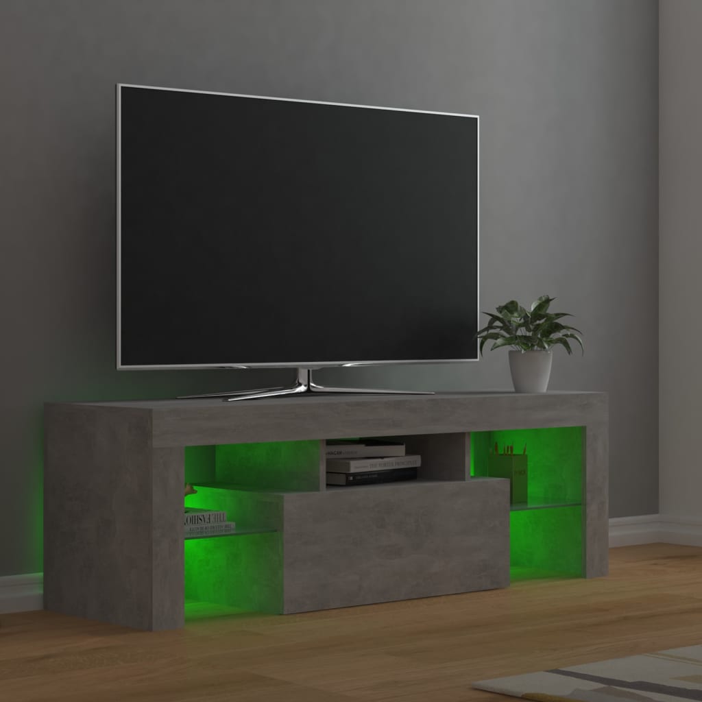 Meuble TV avec éclairage LED 120x35x40cm couleur chêne