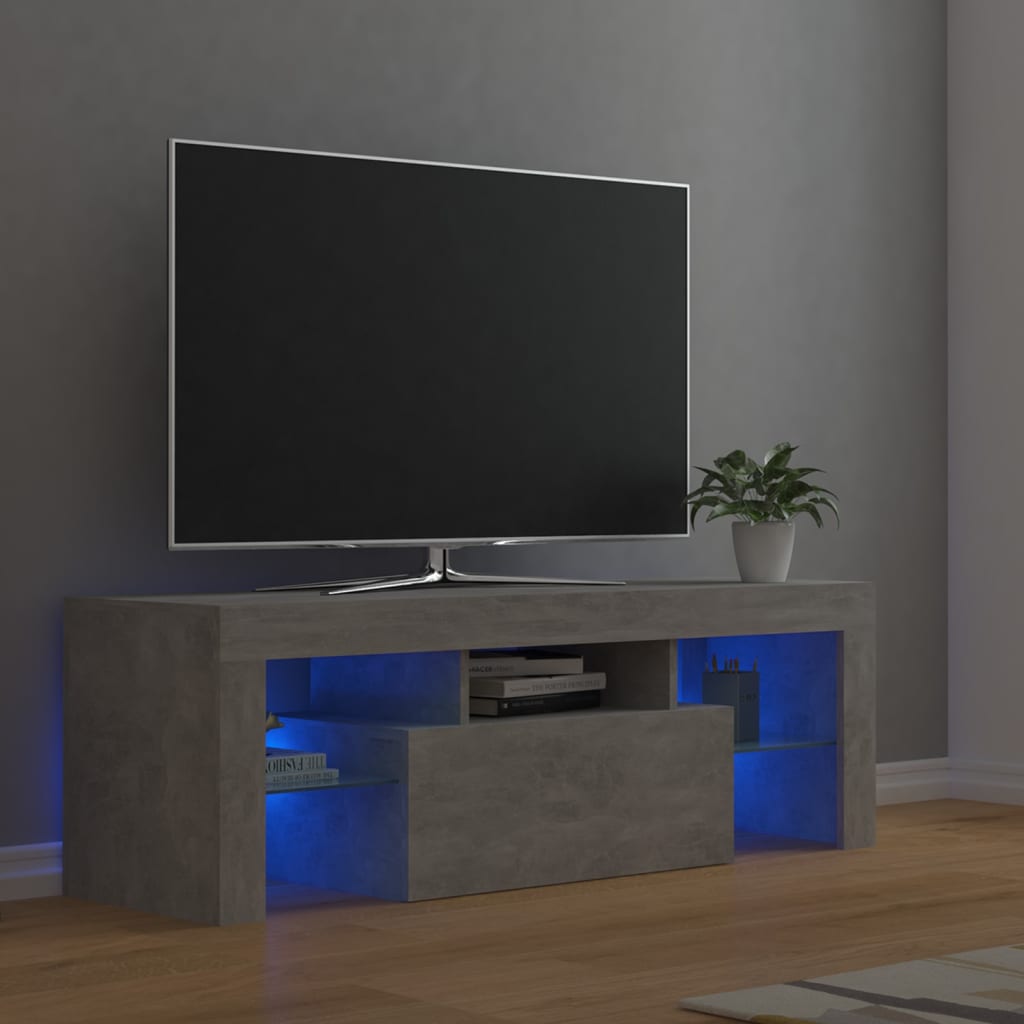 Meuble TV avec éclairage LED 120x35x40cm couleur chêne