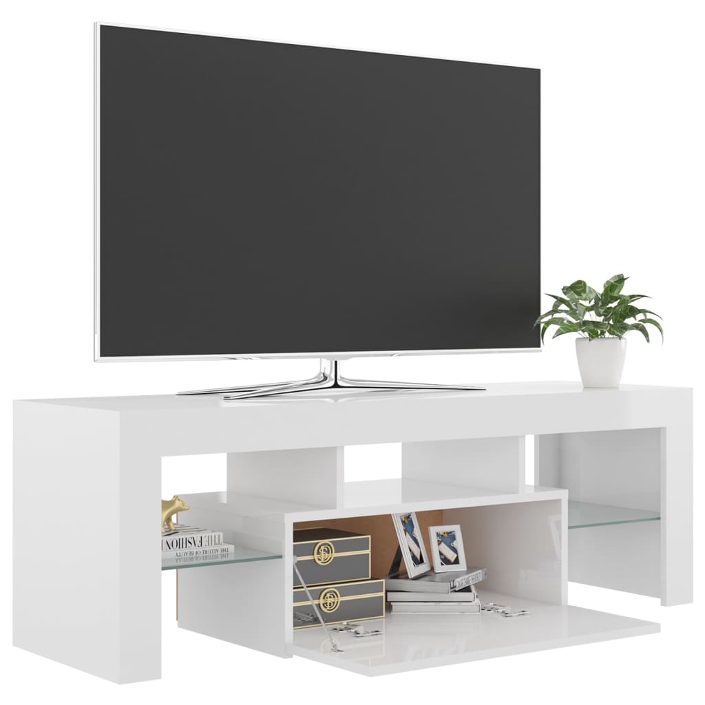 Meuble TV avec éclairage LED 120x35x40cm couleur chêne