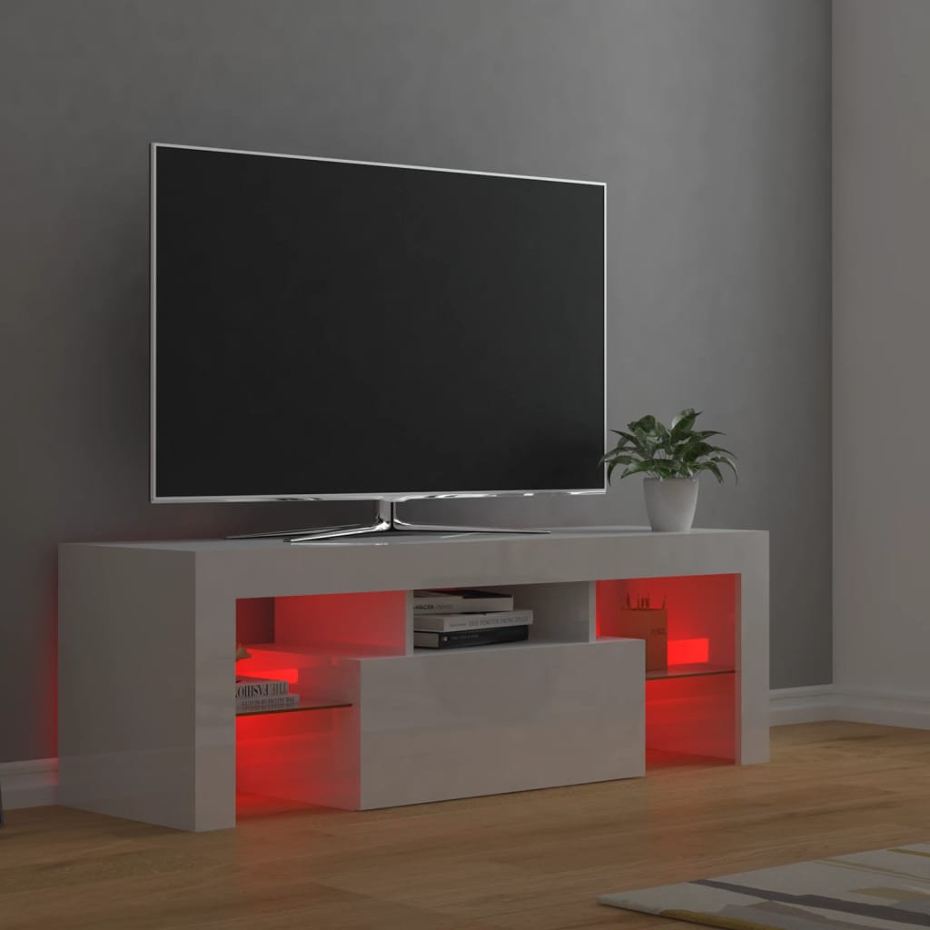 Meuble TV avec éclairage LED 120x35x40cm couleur chêne