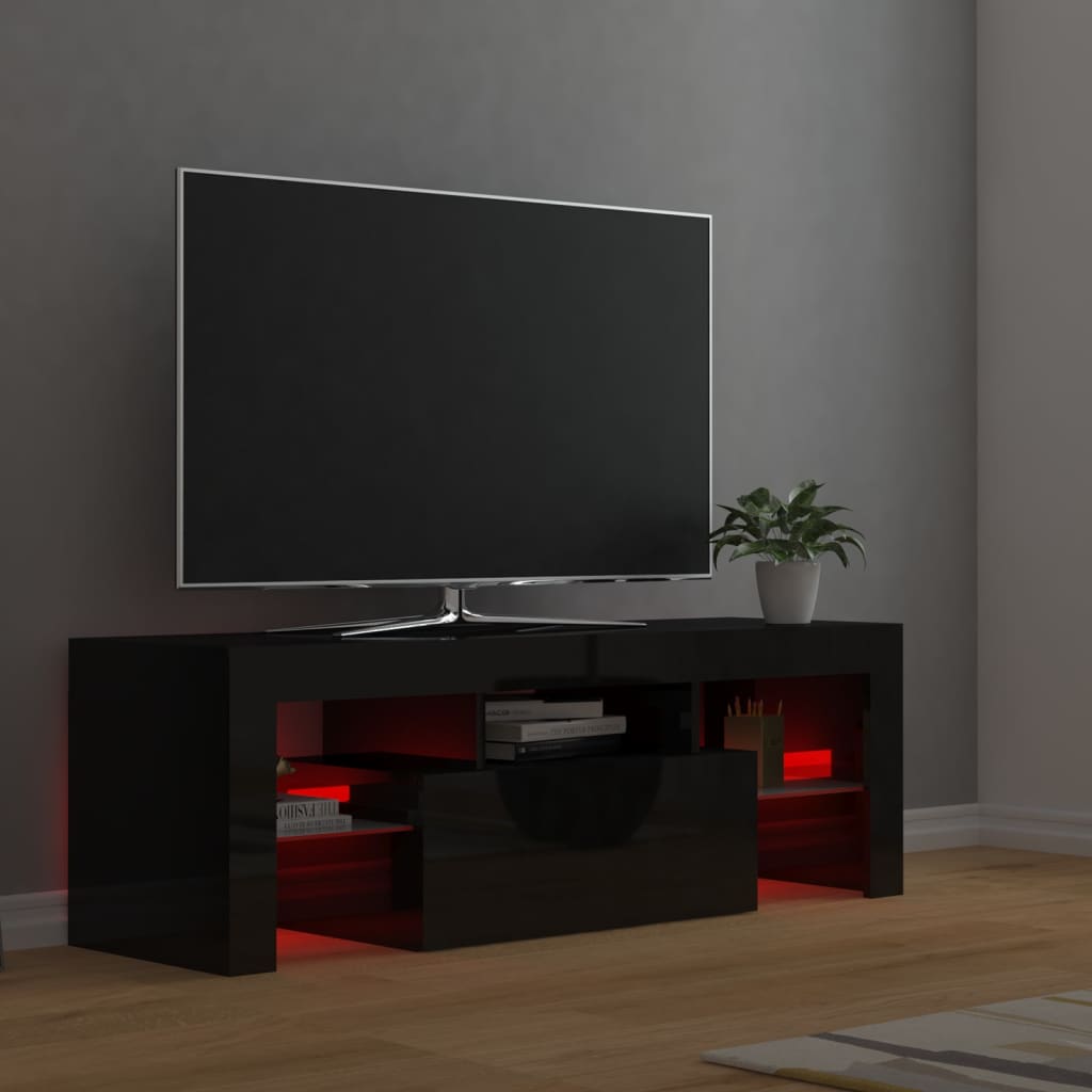 Meuble TV avec éclairage LED 120x35x40cm couleur chêne