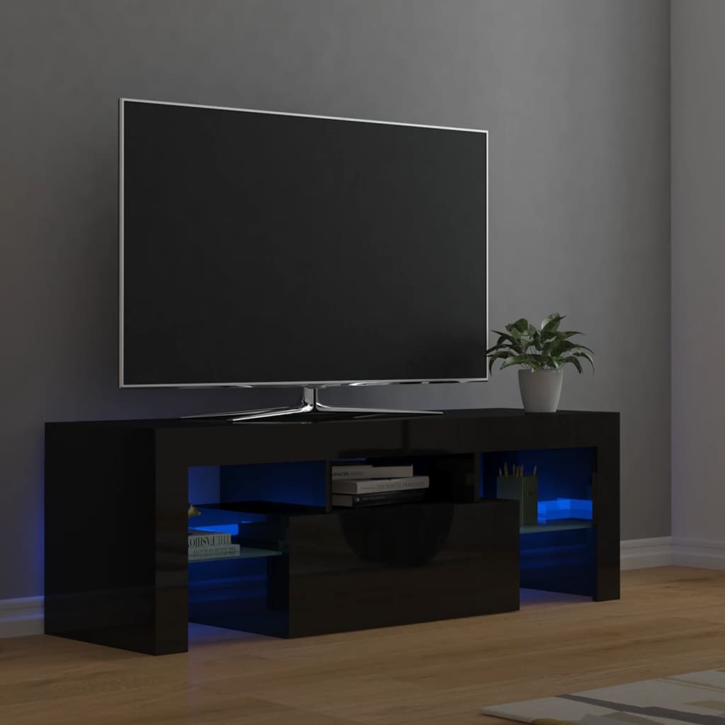 Meuble TV avec éclairage LED 120x35x40cm couleur chêne