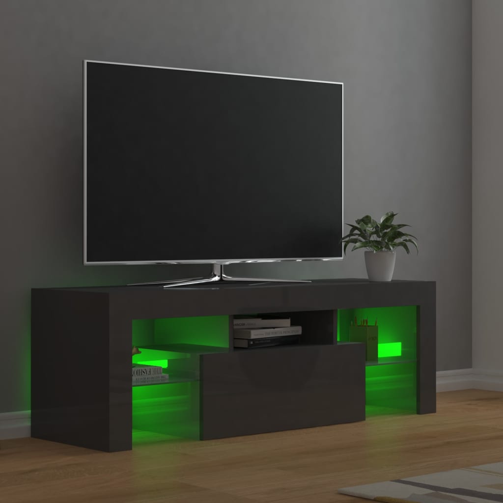 Meuble TV avec éclairage LED 120x35x40cm couleur chêne