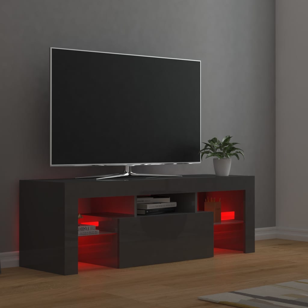 Meuble TV avec éclairage LED 120x35x40cm couleur chêne