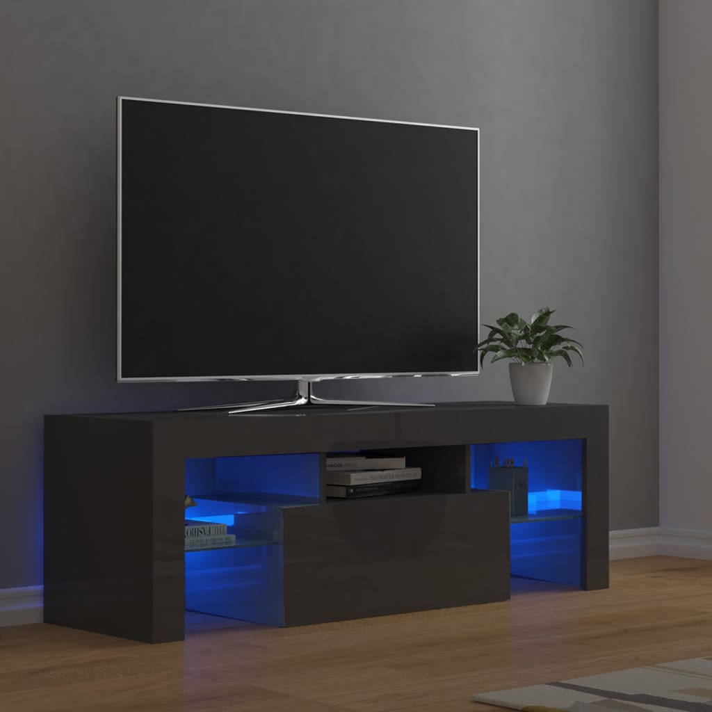 Meuble TV avec éclairage LED 120x35x40cm couleur chêne