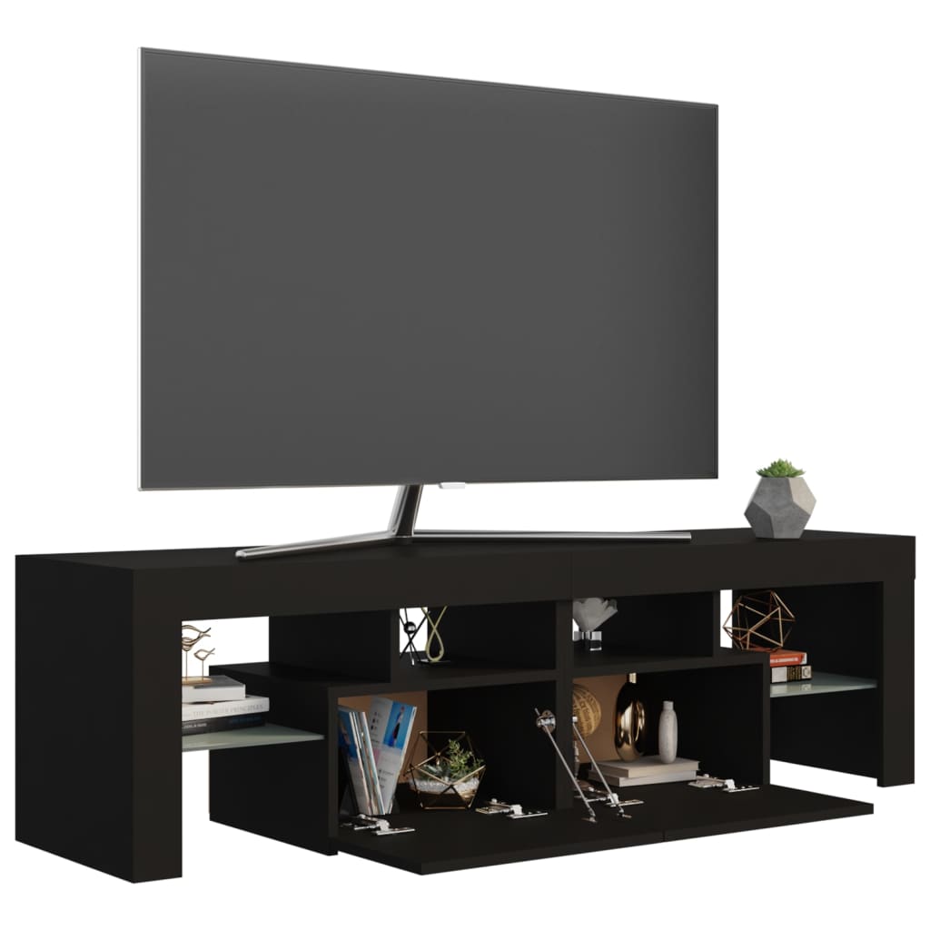 Tv-meubel met LED 140x36,5x40 cm bewerkt hout oud hout