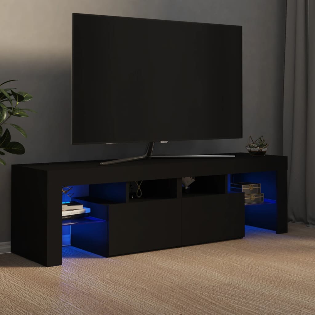 Tv-meubel met LED 140x36,5x40 cm bewerkt hout oud hout