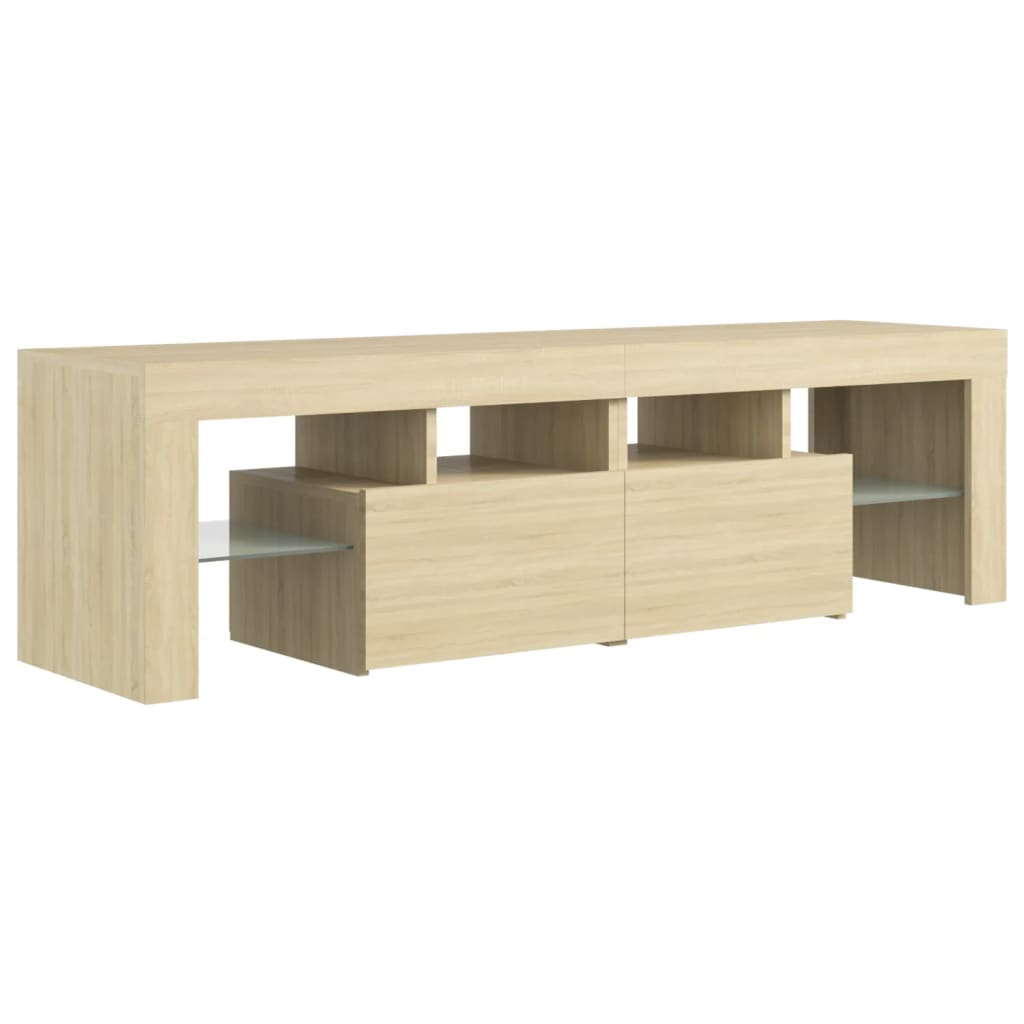 Tv-meubel met LED 140x36,5x40 cm bewerkt hout oud hout