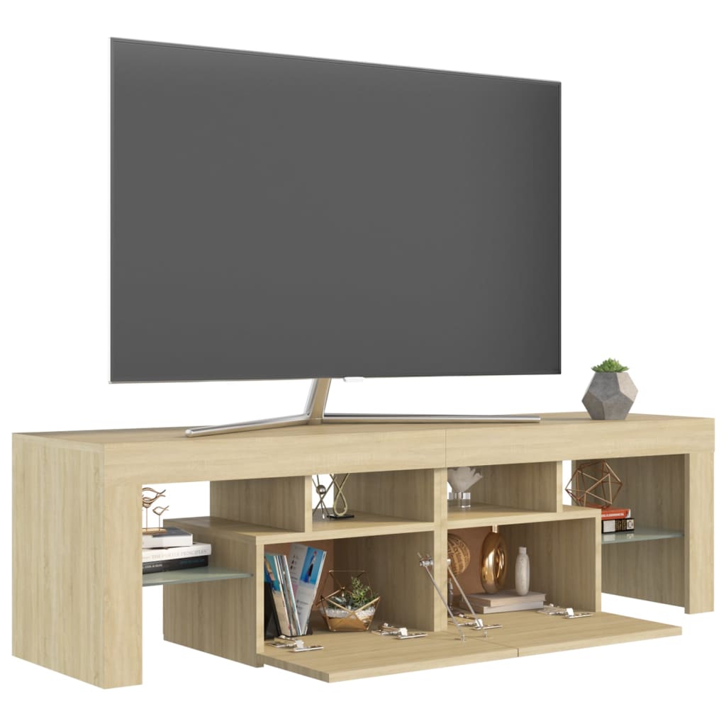 Tv-meubel met LED 140x36,5x40 cm bewerkt hout oud hout