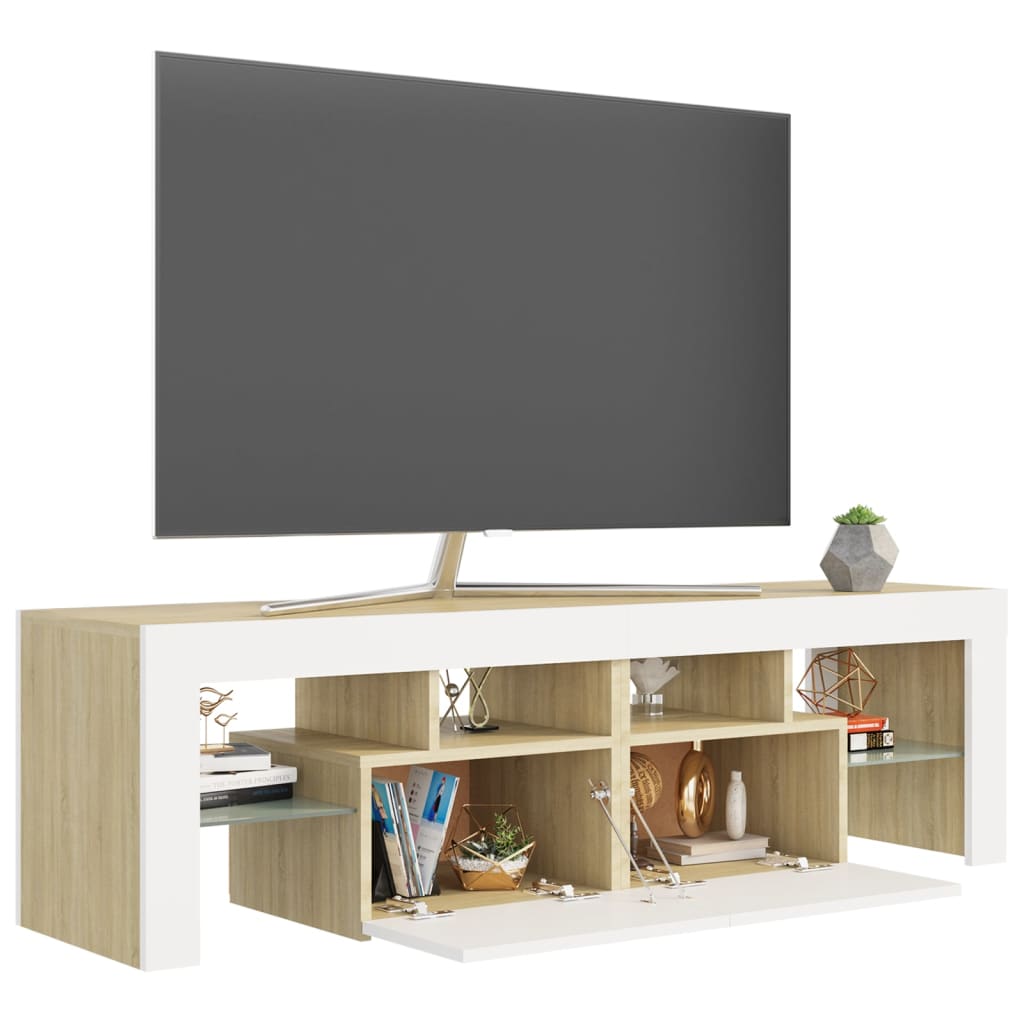 Tv-meubel LED-verlichting 140x36,5x40 cm eikenkleurig