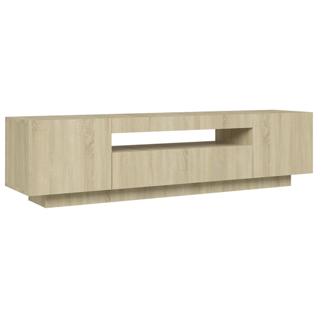 Tv-meubel met LED 160x35x40 cm bewerkt hout oud hout