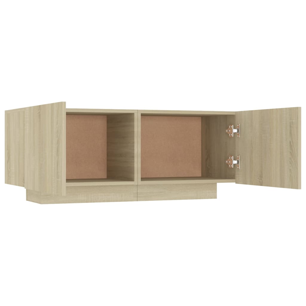 Meuble TV 100x35x40 cm ouvré en bois couleur chêne