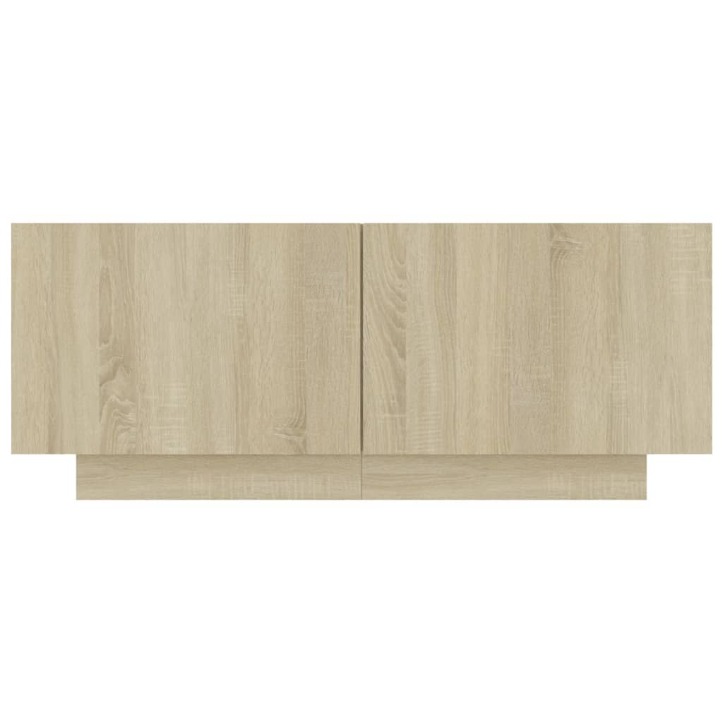 Meuble TV 100x35x40 cm ouvré en bois couleur chêne