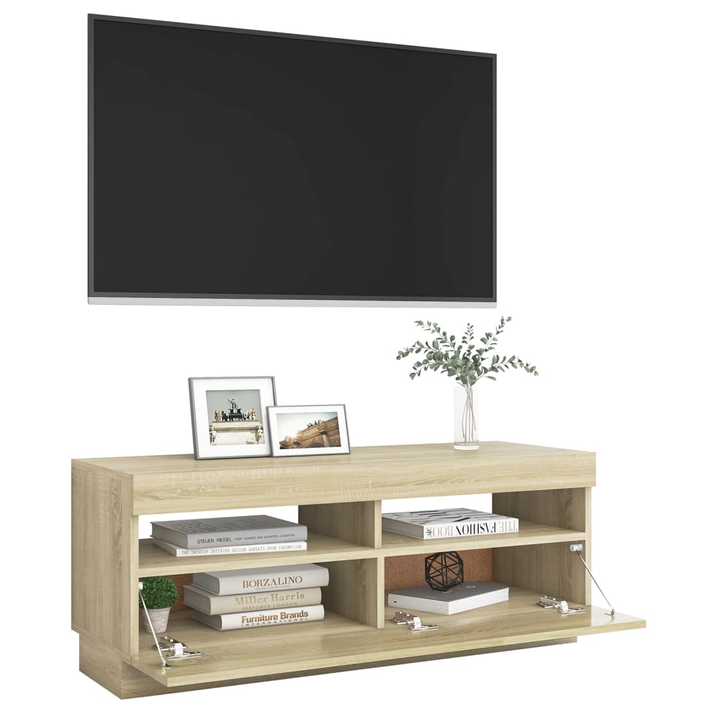 Meuble TV avec éclairage LED 100x35x40 cm