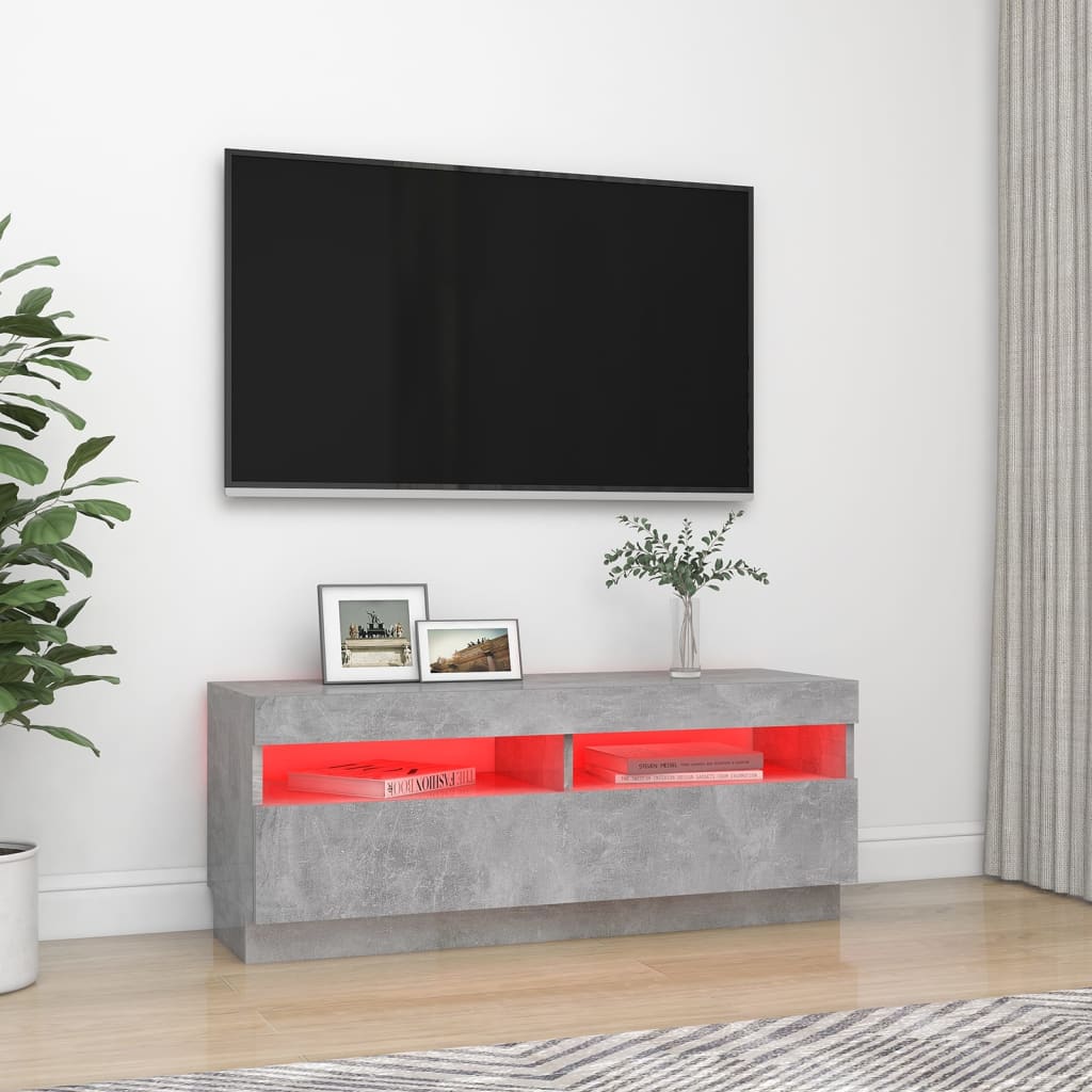 Tv-meubel met LED 80x35x40 cm bewerkt hout artisanaal eiken