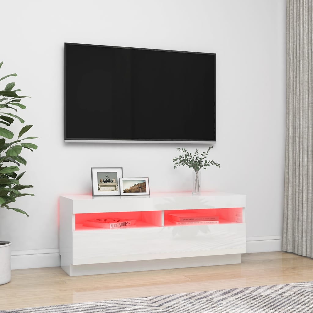 Meuble TV avec éclairage LED 100x35x40 cm