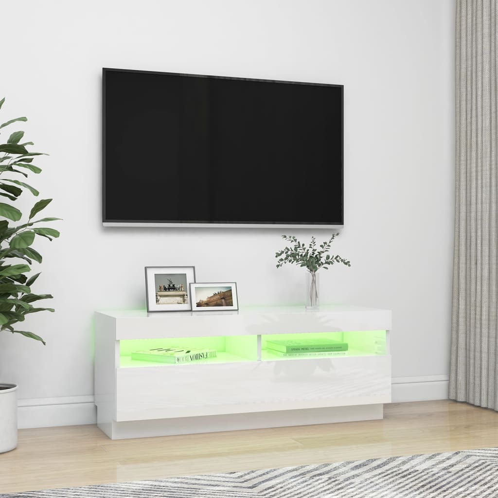 Tv-meubel met LED 80x35x40 cm bewerkt hout artisanaal eiken