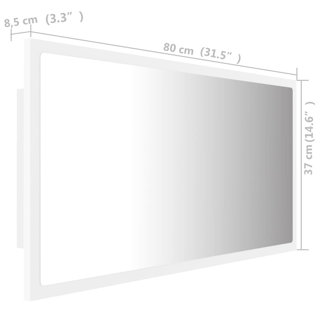 Miroir de salle de bain LED 80x8,5x37 cm acrylique