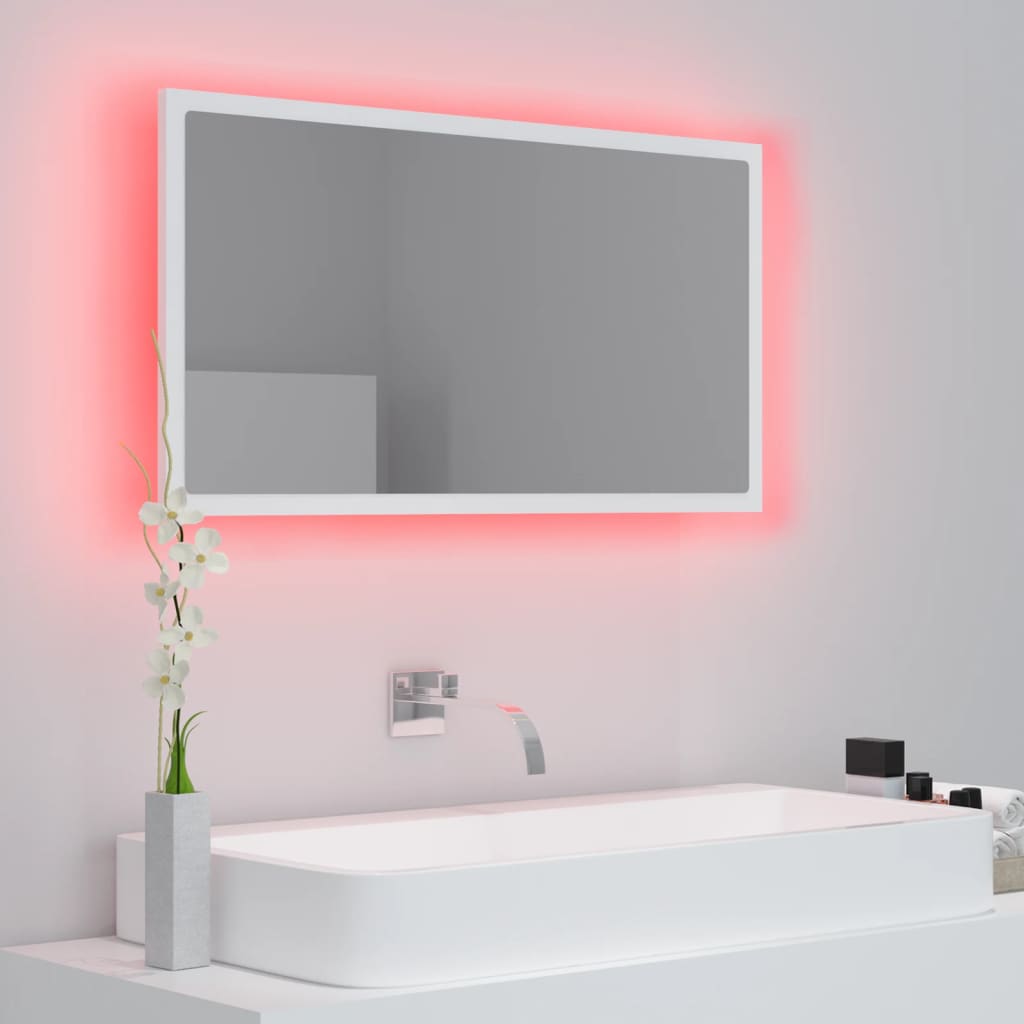 Miroir de salle de bain LED 80x8,5x37 cm acrylique