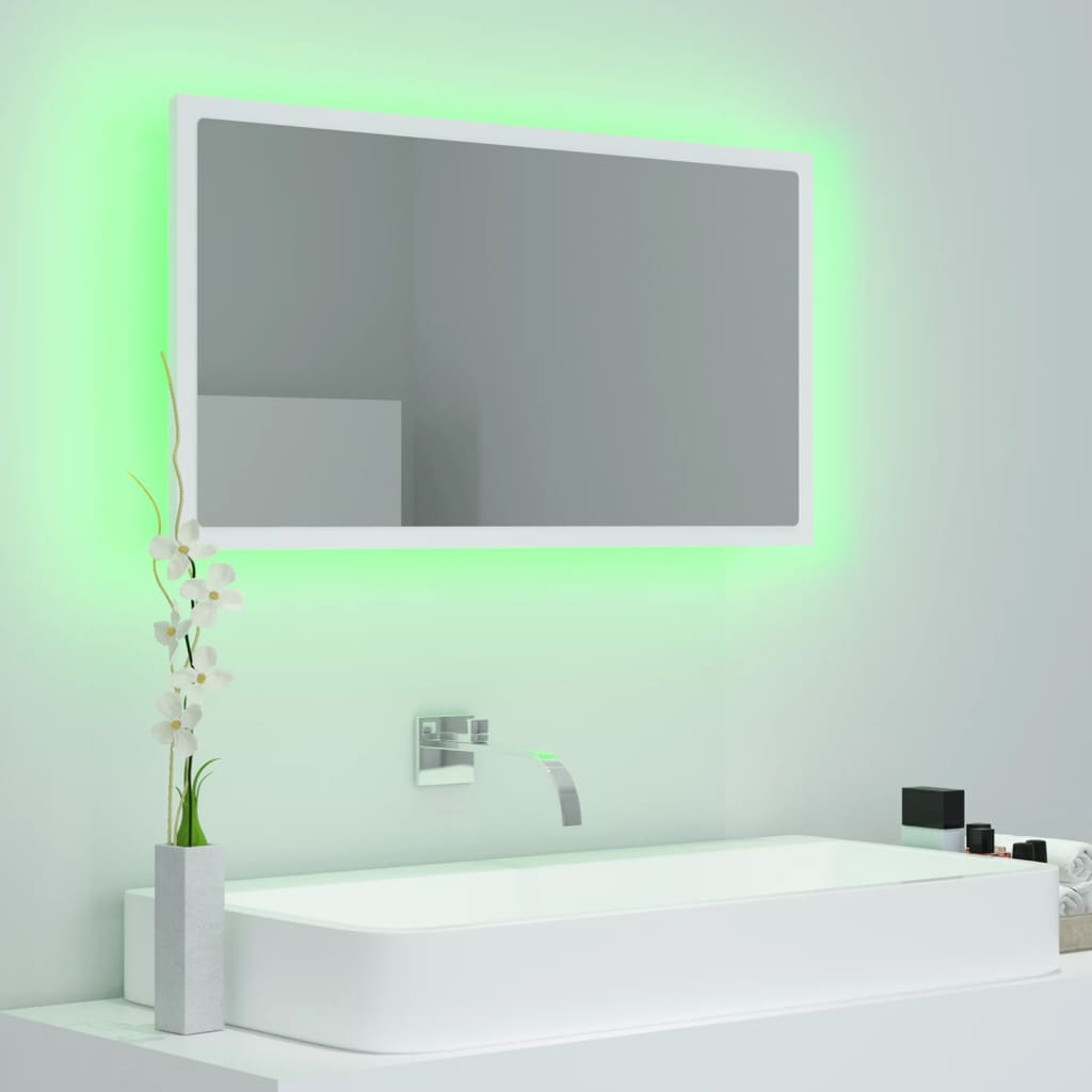 Miroir de salle de bain LED 80x8,5x37 cm acrylique