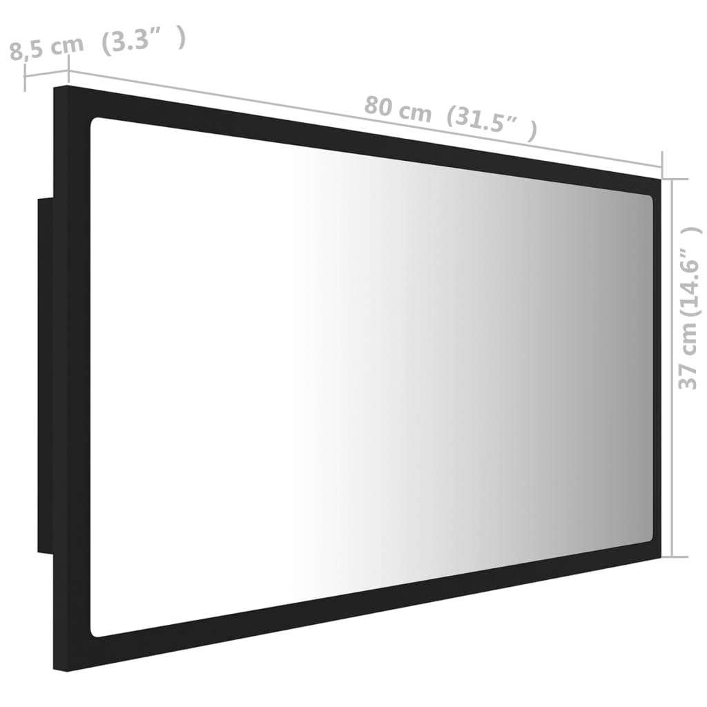 Miroir de salle de bain LED 80x8,5x37 cm acrylique