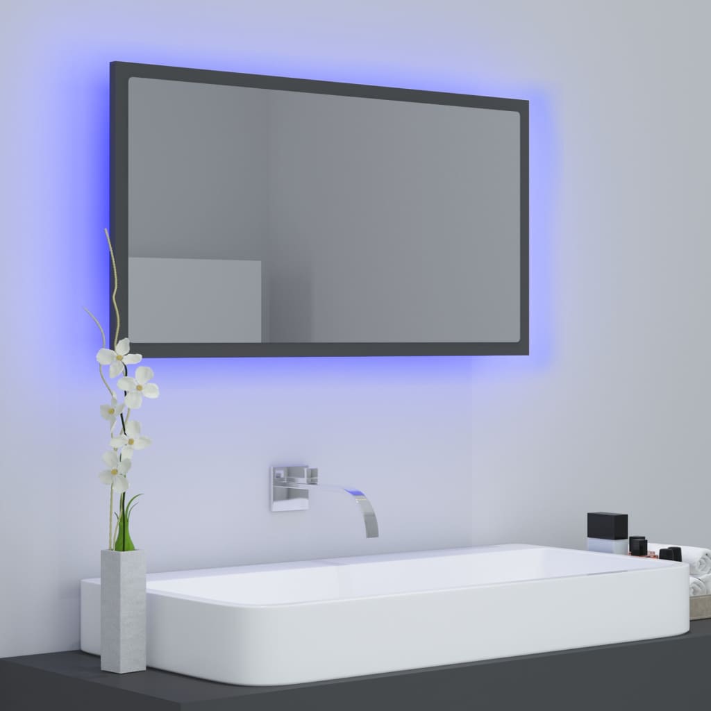 Miroir de salle de bain LED 80x8,5x37 cm acrylique