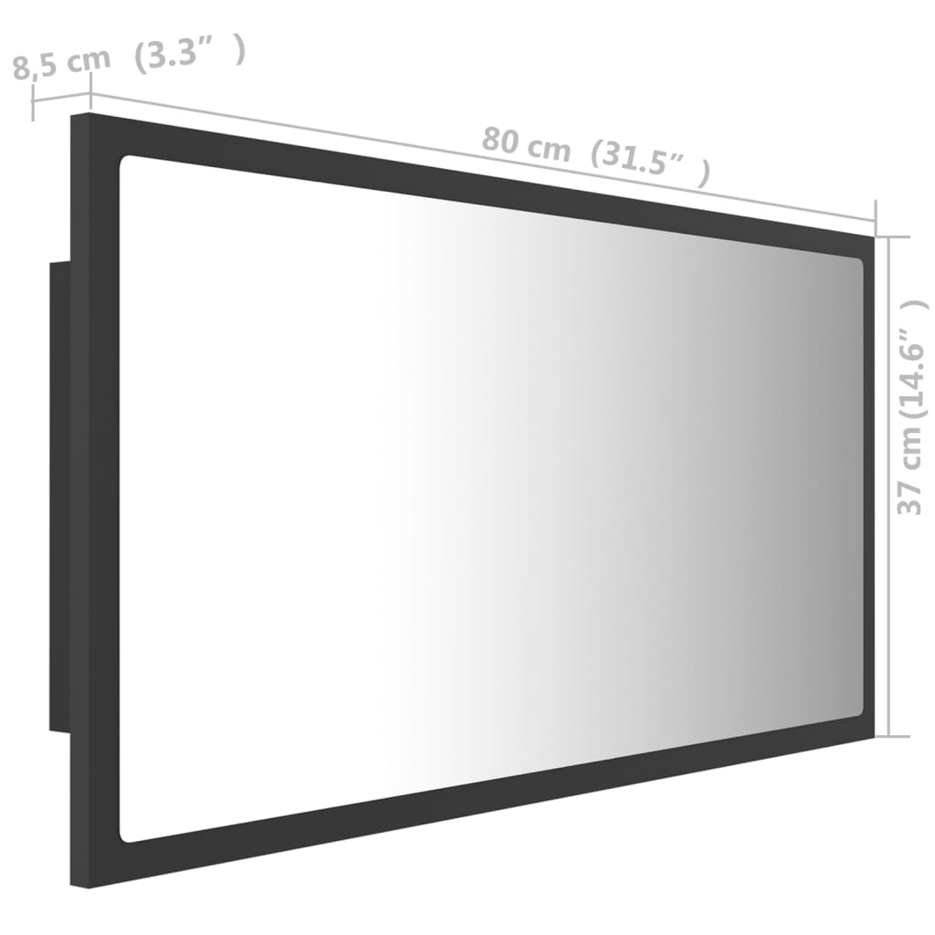 Miroir de salle de bain LED 80x8,5x37 cm acrylique