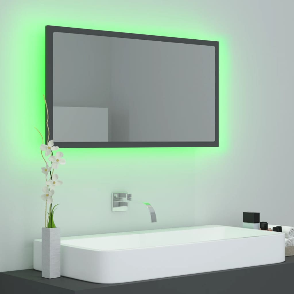 Miroir de salle de bain LED 80x8,5x37 cm acrylique