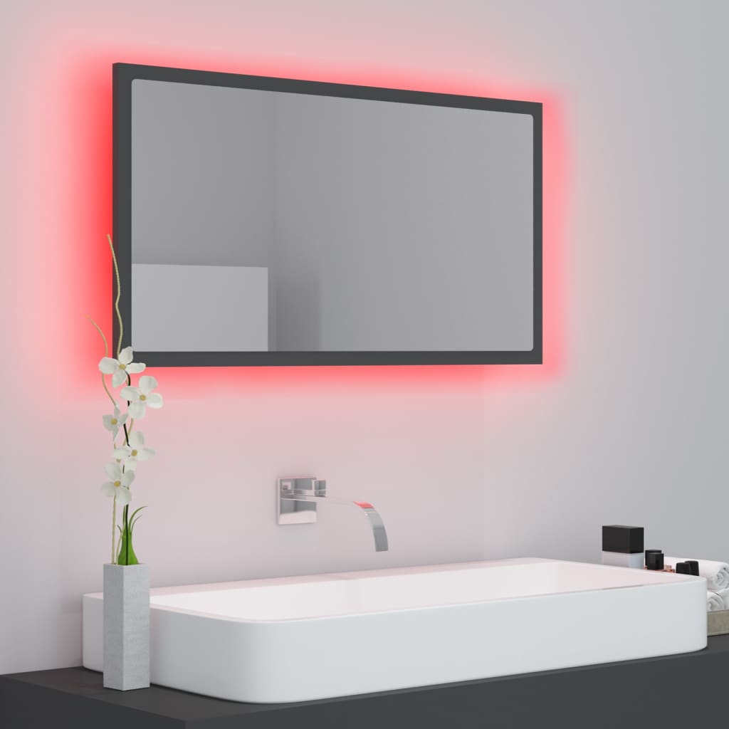 Miroir de salle de bain LED 80x8,5x37 cm acrylique